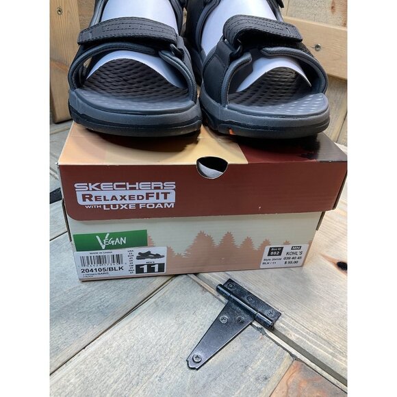 Us11 NEW SKECHERS Mens Tresman Garo Sandal Black Steady Grip Relaxed Fit